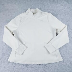 North Face Pullover Womens XL Off White Funnel Neck Kangaroo Pocket Thumbholes